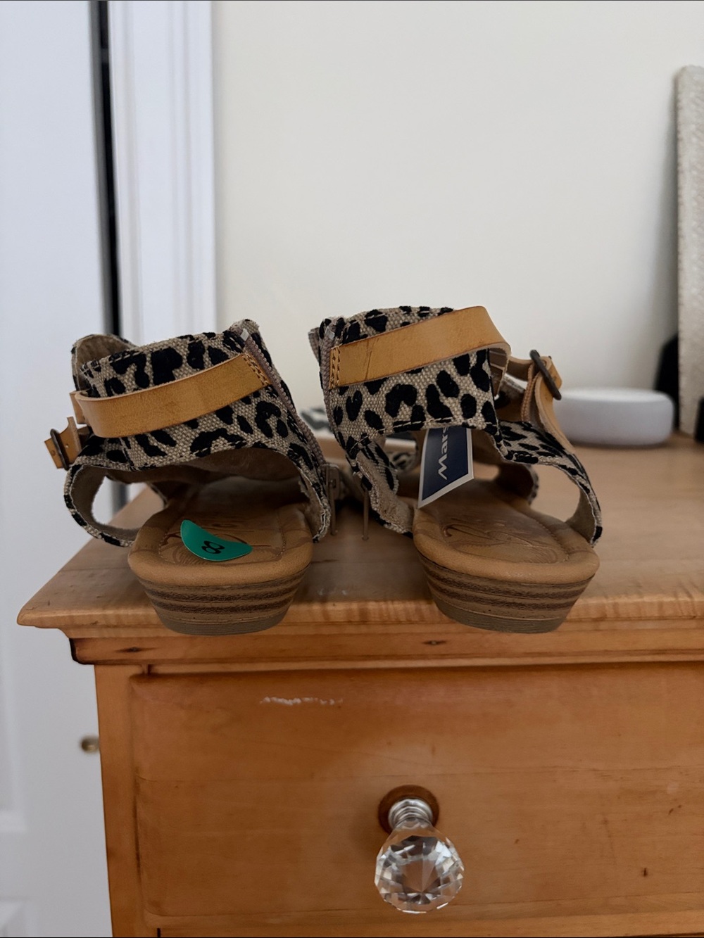 Leopard Print Kids Sandals with Tan Accent